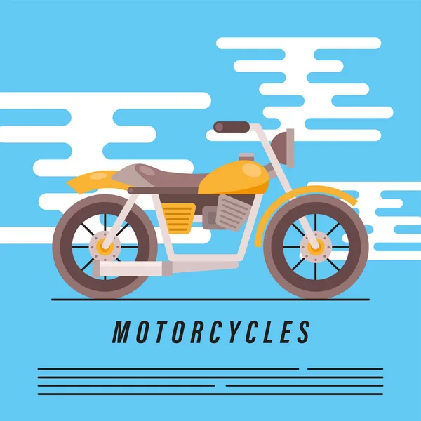 Brouilleur moto ancien véhicule de style avec lettrage — Image vectorielle
