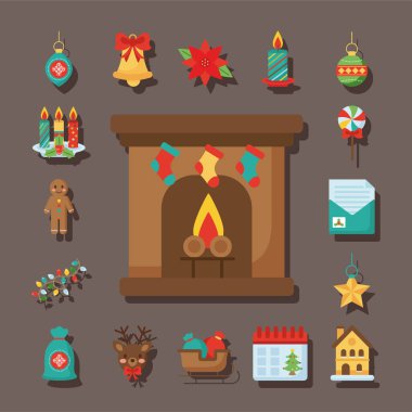 Mutlu noeller baca ve çoraplar Düz stil ikonlarıyla asılı