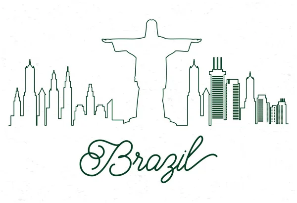 Cityscape brazil εικονίδιο σκηνή στον ορίζοντα — Διανυσματικό Αρχείο