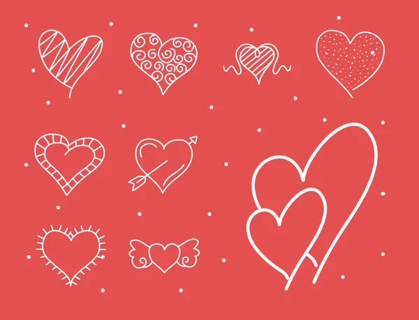 Bundle of hearts love line style icons — Stockvector