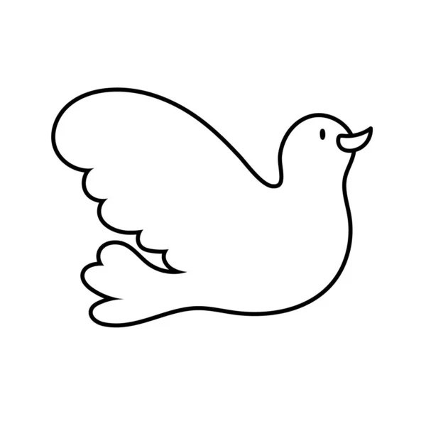 Paloma pájaro vuelo paz línea estilo icono — Vector de stock