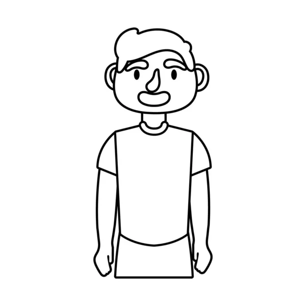 Joven hombre avatar carácter línea estilo icono — Vector de stock