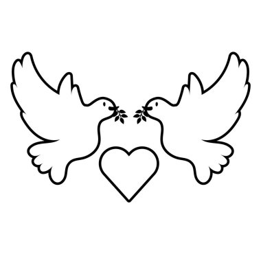 Kuşlar kalp çizgisi tarzında uçar