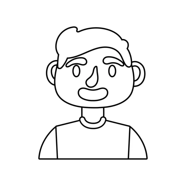 Молодой человек аватар икона стиль линии персонажа — стоковый вектор
