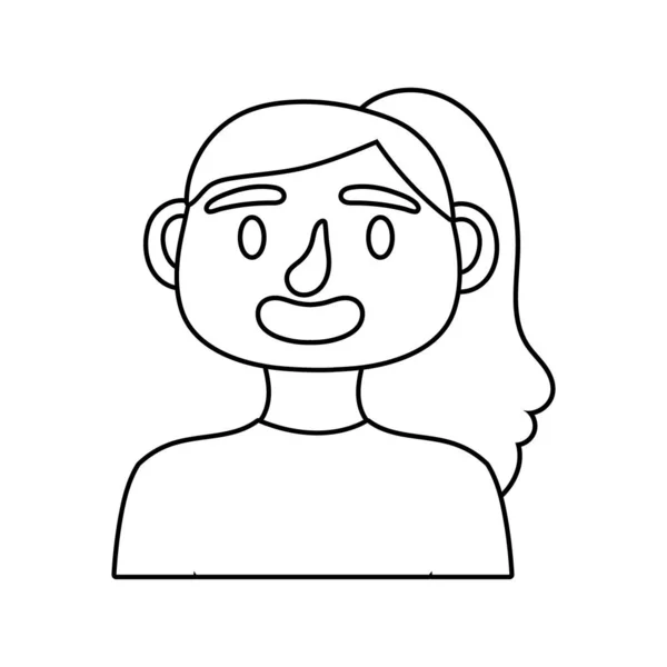 Mujer joven avatar carácter línea estilo icono — Vector de stock