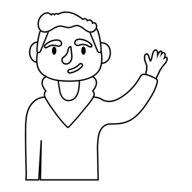 Genç adam avatar karakter çizgisi simgesi