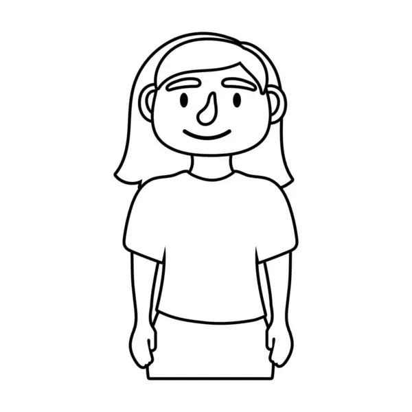 Young woman avatar character line style icon — Stock Vector