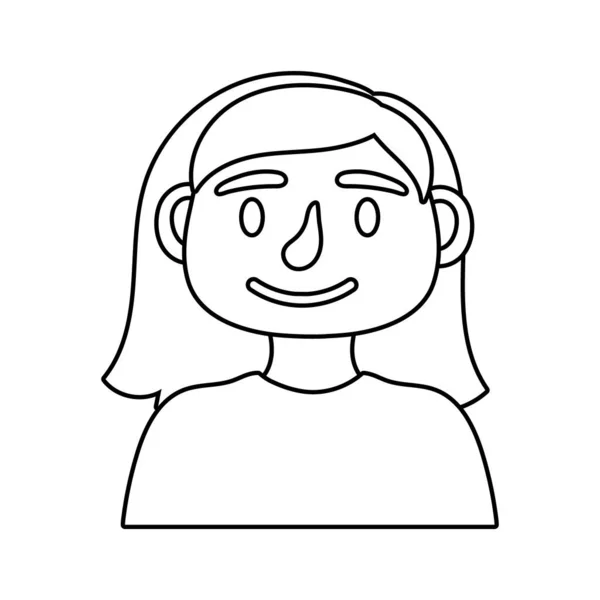 Mujer joven avatar carácter línea estilo icono — Vector de stock