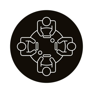 Yuvarlak masa çalışma çizgisi biçiminde dört işçi