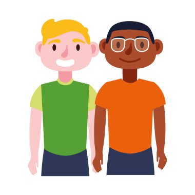 Genç ırklar arası erkekler karakter simgesini avatarlar