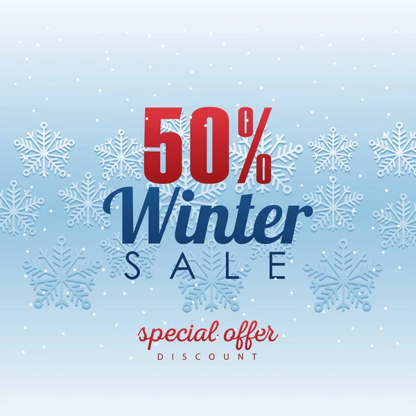 Big winter sale poster with lettering and snowflakes storm — Stock Vector