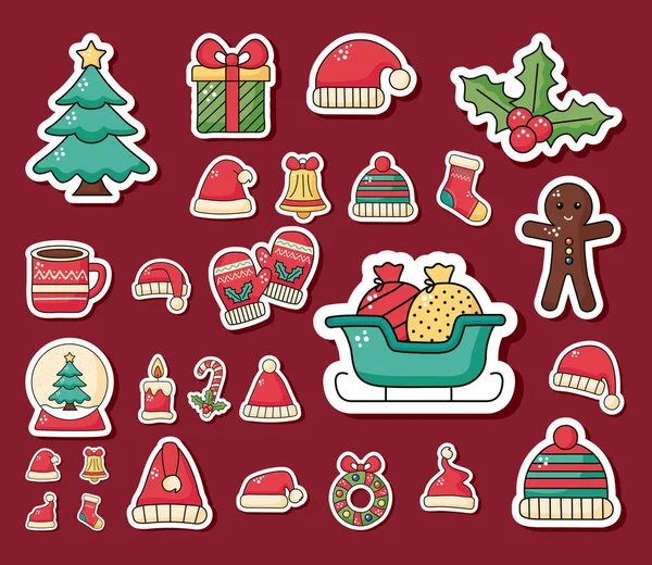 Pacote de feliz feliz Natal conjunto ícones —  Vetores de Stock