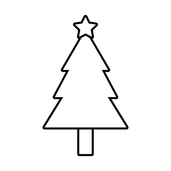 행복 한 메리 크리스마스 소나무 줄 모양의 아이콘 — 스톡 벡터