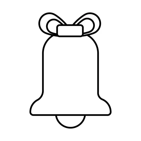 Feliz feliz feliz Navidad campana línea estilo icono — Vector de stock