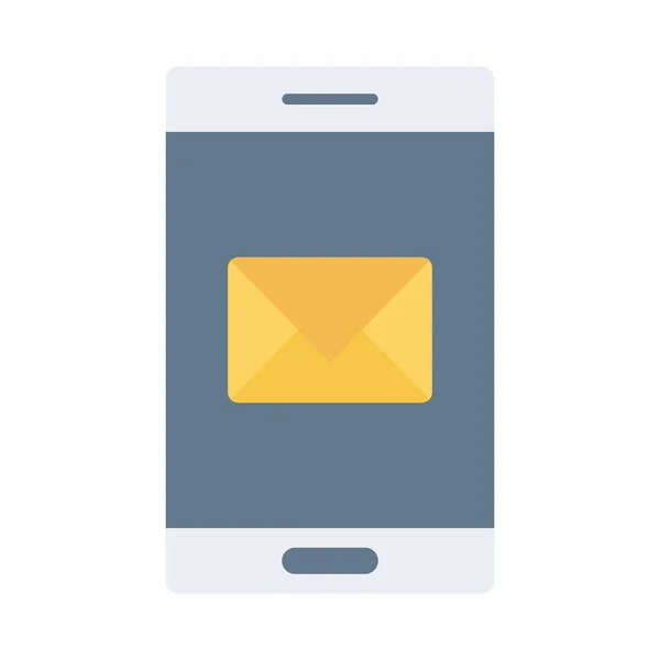 Smartphone apparaat met enveloppe platte stijl pictogram — Stockvector