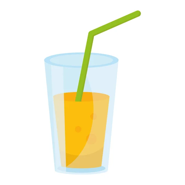 Juice fruit glass with straw happy birthday icon — Stock Vector