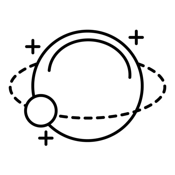 Planeta con un satélite orbitando alrededor de icono de estilo de línea — Archivo Imágenes Vectoriales