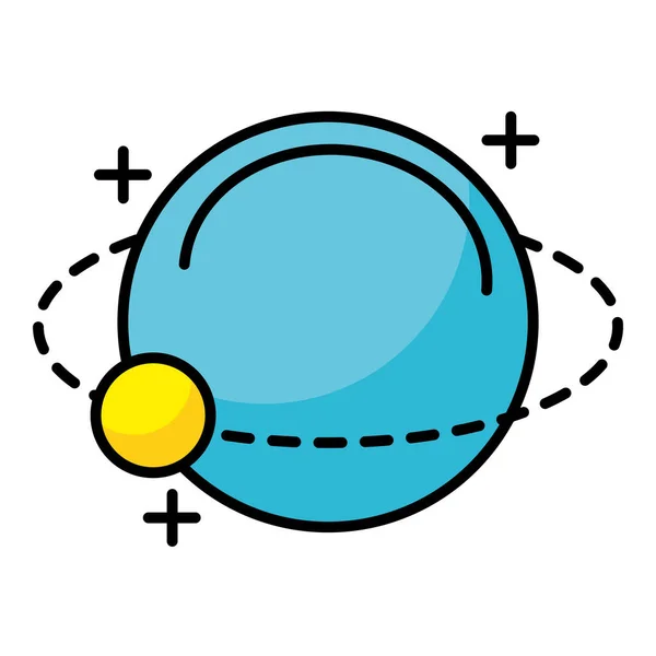 Planeta con un satélite orbitando alrededor de la línea y llenar icono de estilo — Vector de stock