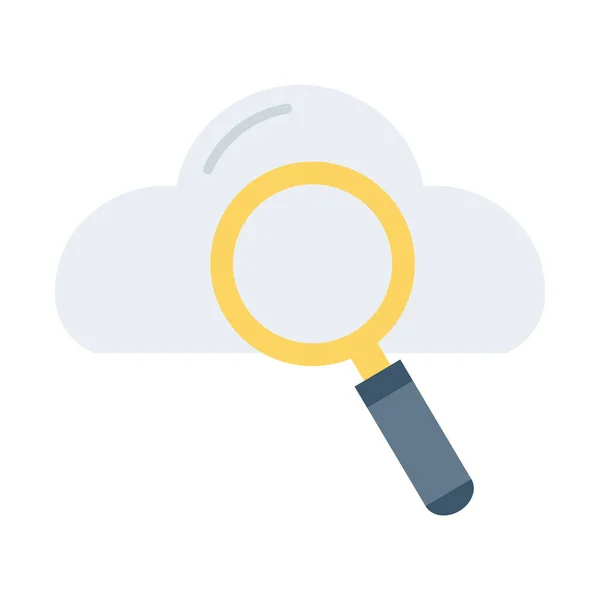 Search magnifying glass with cloud computing flat style icon — Stock Vector