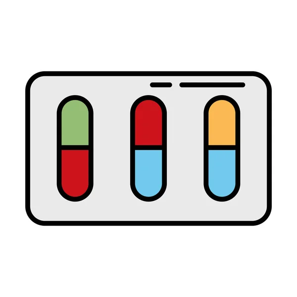 Capsules medicine drugs line and fill style icon — Stock Vector