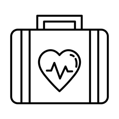 Kalp kardiyolojisi çizgisi simgesine sahip ilk yardım çantası