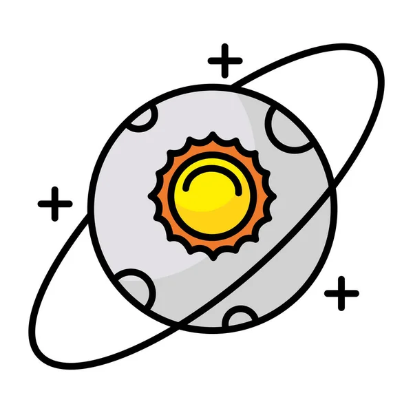 Měsíční a sluneční čára a výplň stylu ikony — Stockový vektor