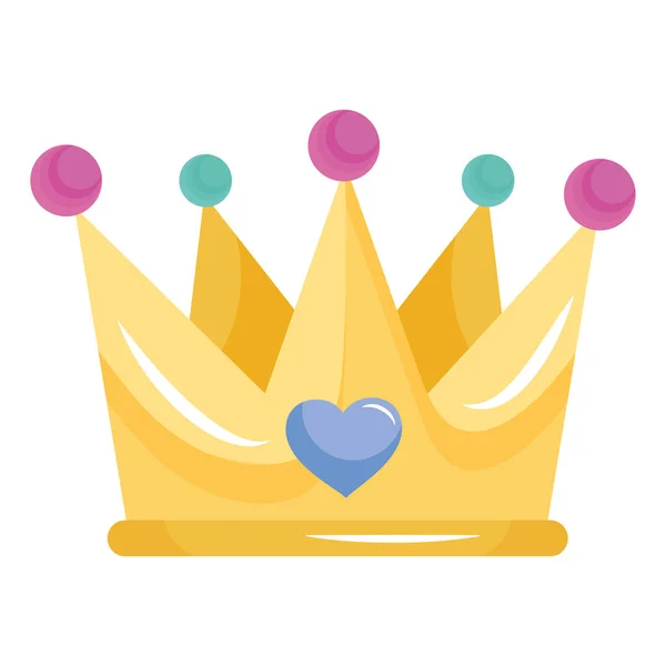 Carino regina corona con icona del cuore — Vettoriale Stock
