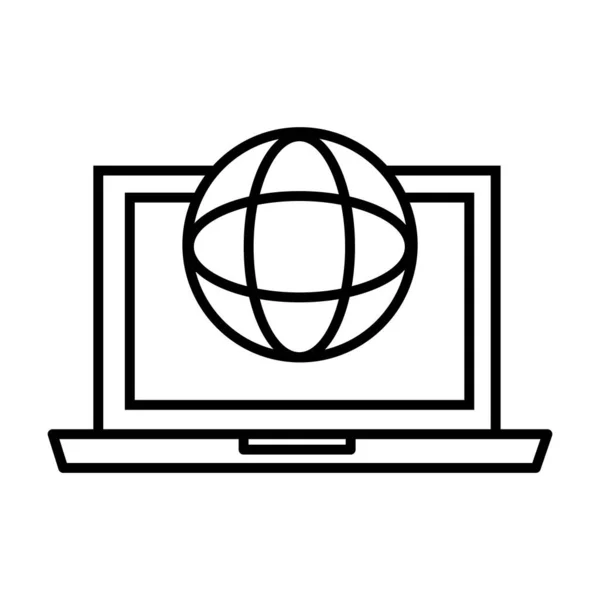 Przeglądarka kulowa z ikoną typu laptop line — Wektor stockowy