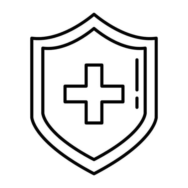 Symbol krzyża medycznego w ikonie linii tarczy — Wektor stockowy