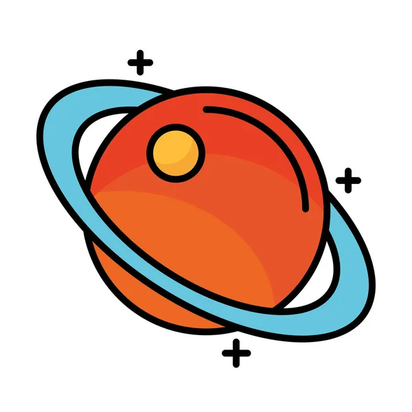 Saturn planeta linha e ícone de estilo de preenchimento — Vetor de Stock