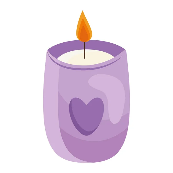 Candle with heart hygge style icon — Stock Vector