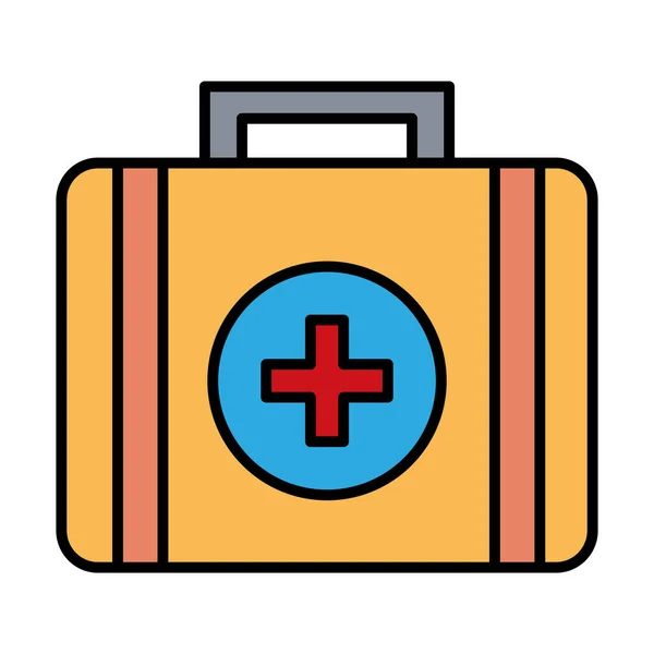十字線と塗りつぶしスタイルのアイコンを持つ医療キット — ストックベクタ
