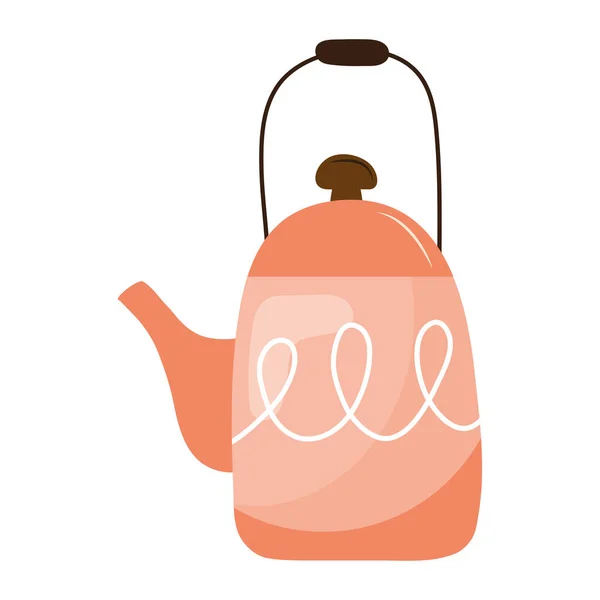 Theepot keuken hygge stijl icoon — Stockvector