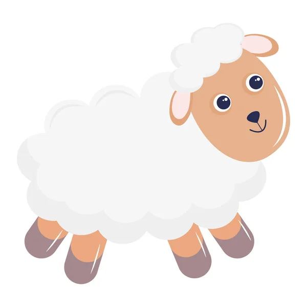 Lindo poco oveja animal kawaii carácter — Vector de stock