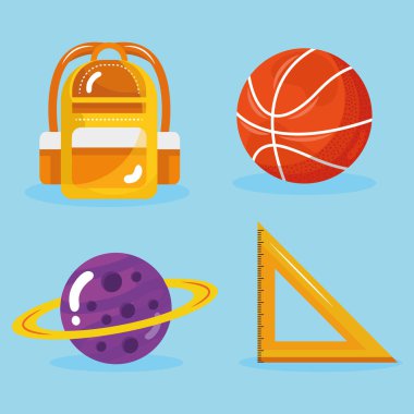 okul simgelerine dört deste