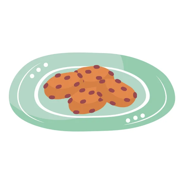 Biscoitos em prato ícone estilo hygge — Vetor de Stock