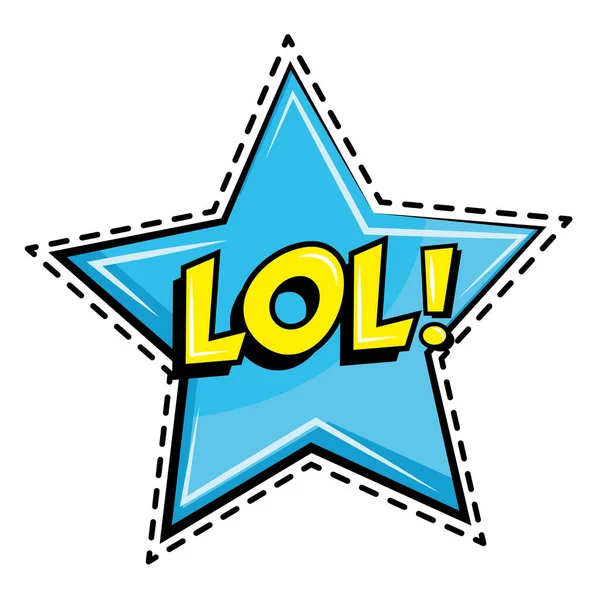 Lol word in star pop art sticker icon — Stockový vektor