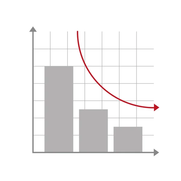 Statistics bars and decrease arrow icon — Stock Vector