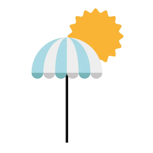 Sol verão e guarda-chuva ícone de estilo plano — Vetor de Stock