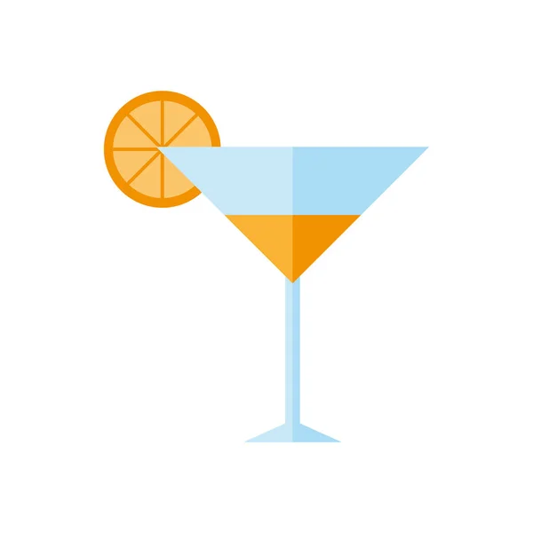 Tropical cocktail cup with orange flat style icon — Stock Vector