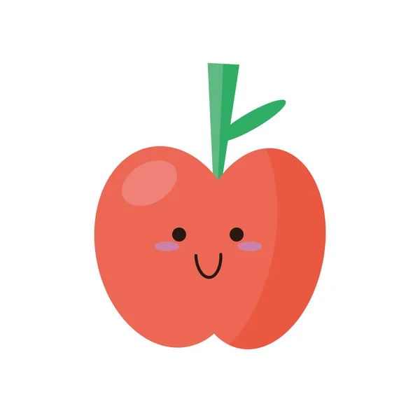 Äpple färsk frukt kawaii karaktär — Stock vektor