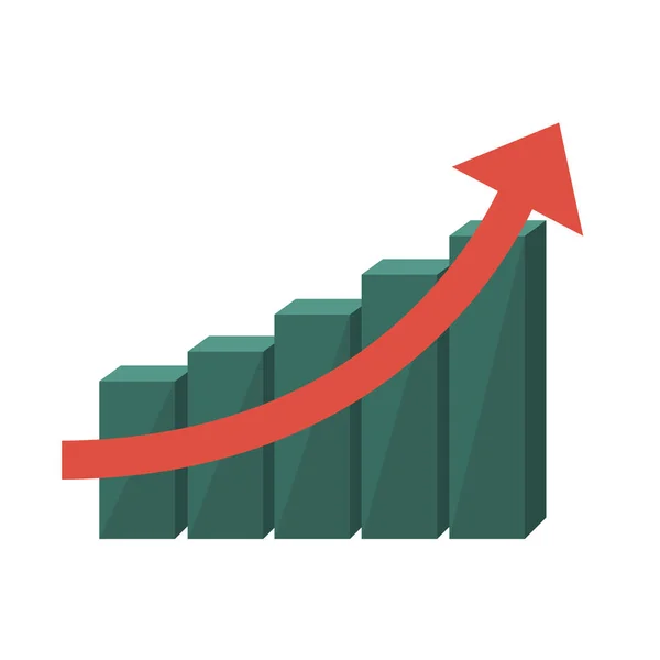 Statistiken-Balken mit Pfeil-Symbol — Stockvektor