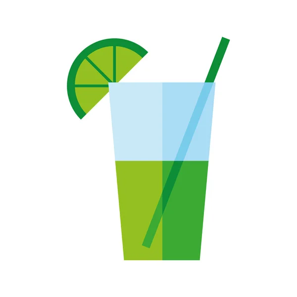 Cocktail tropical avec icône de style plat citron — Image vectorielle