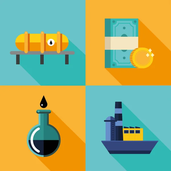 Bundle of four oil price set icons — Stock Vector