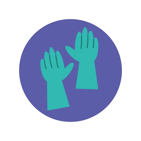 Gants caoutchouc mains icône de protection — Image vectorielle