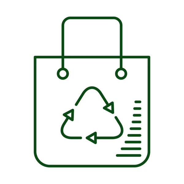 Recycleer pijlen in boodschappentas ecologie lijn pictogram — Stockvector