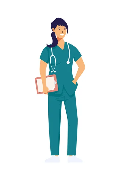 Médico mujeres profesiones avatar carácter — Vector de stock