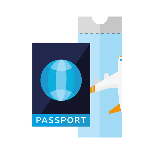 Tickets flight and passport flat style icon — Stock Vector
