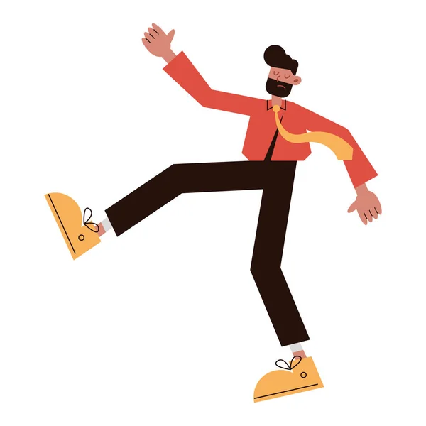 Zarif iş adamı yürüyen komik karakter simgesi — Stok Vektör