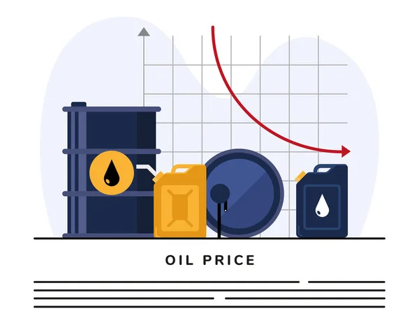 Barriles y galones de petróleo con infografía estadística — Vector de stock